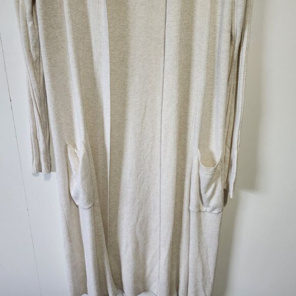 Victoria's Secret Cashmere Blend Ribbed Cardigan Womens Medium Beige Soft Cozy - Picture 3 of 9